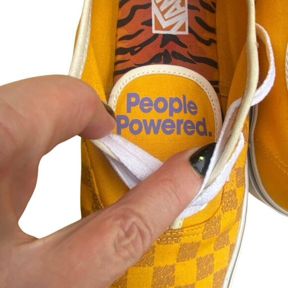 Vans Yellow Mustard Lace Up Checkerboard Skate Shoes Women size 11 - Picture 5 of 8
